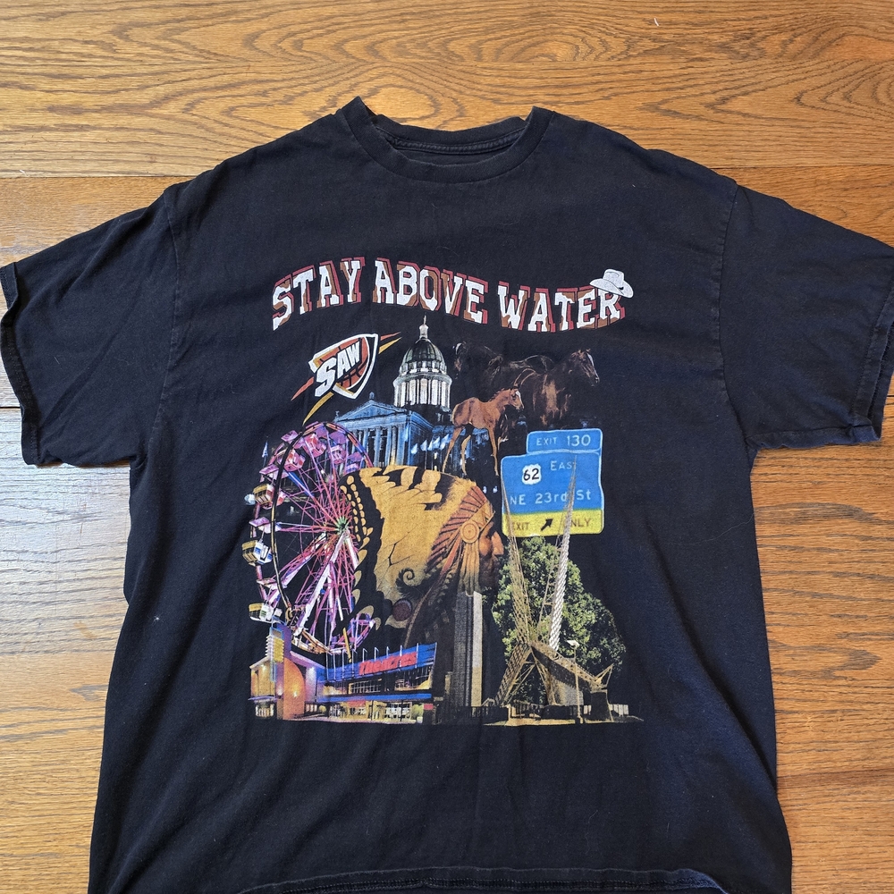 Stay Above Water OKC Tee Graphic T Shirt Black Oklahoma Western Native